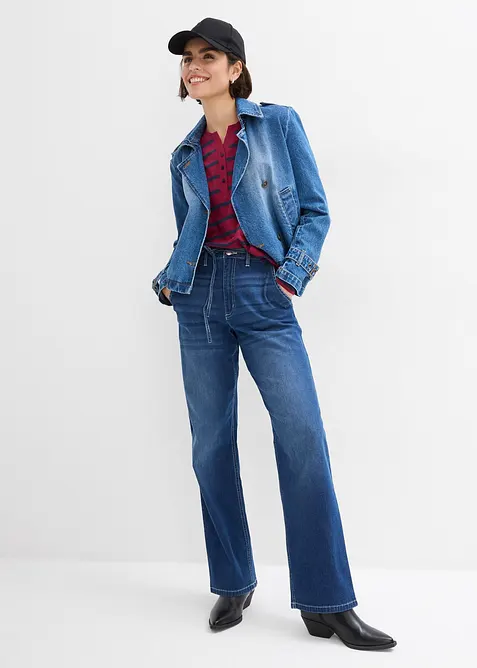 Dž&iacute;ny Loose Straight, High Waist, pohodln&yacute; pas, bonprix