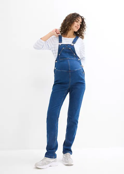 Těhotenské kalhoty s laclem s nastavitelnou šířkou přes bříško, Straight Leg, bonprix