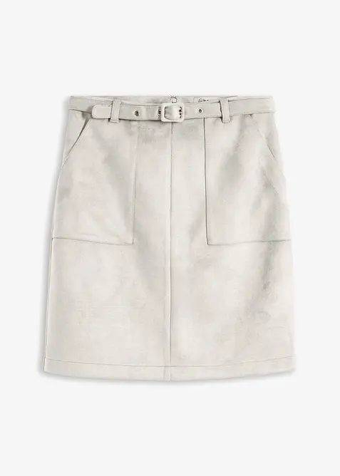 Sukně z umělé velurové kůže s páskem, bonprix