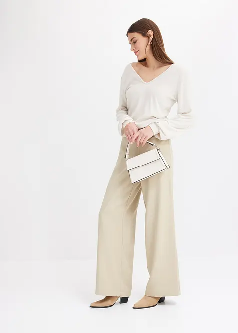 Hebké flísové triko s perličkami, bonprix