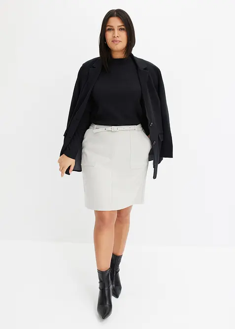 Sukně z umělé velurové kůže s páskem, bonprix