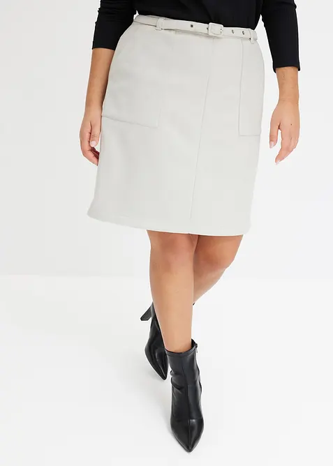 Sukně z umělé velurové kůže s páskem, bonprix