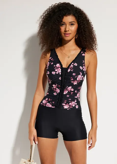 Stahovací jednodílné plavky, lehký tvarující efekt, bonprix