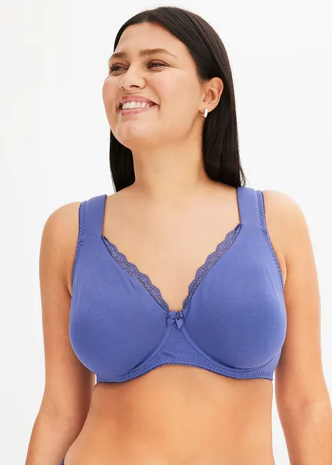 Bezešvá nevyztužená podprsenka s kosticemi a s organickou bavlnou (2 ks v balení), bonprix