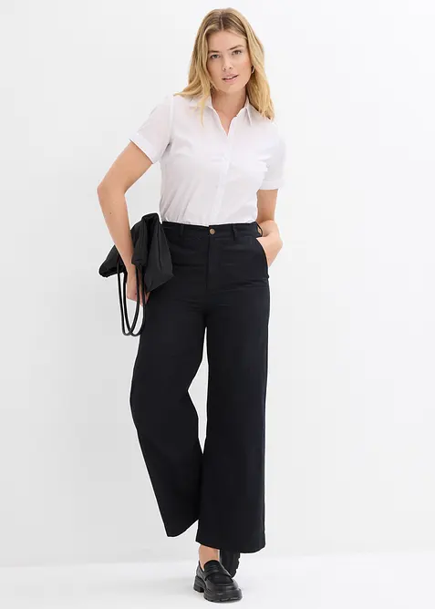 Široké kalhoty z čisté bavlny, High Waist, bonprix