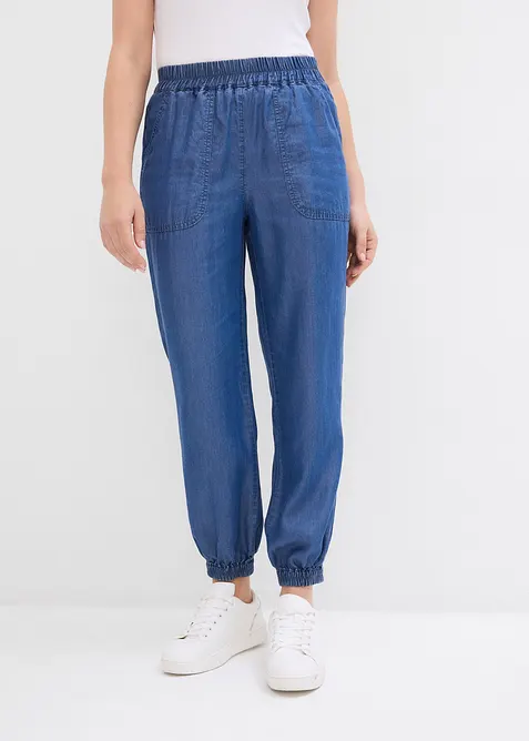 Kalhoty bez zap&iacute;n&aacute;n&iacute;, ze spl&yacute;vav&eacute;ho lyocellu, bonprix