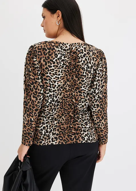 Tričko s dlouhým rukávem a ozdobným nařasením, bonprix