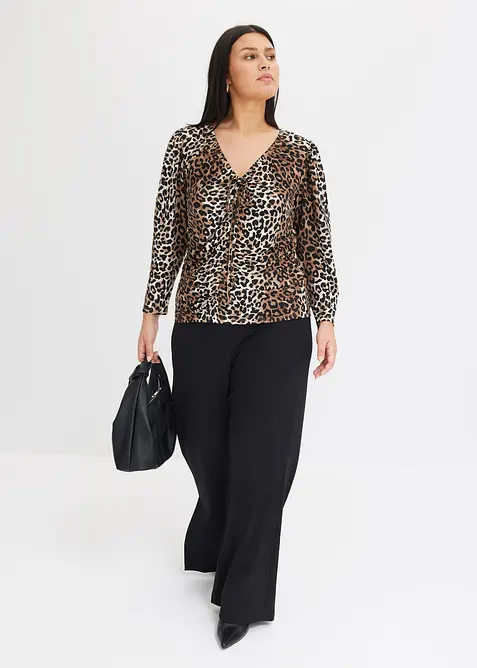 Tričko s dlouhým rukávem a ozdobným nařasením, bonprix