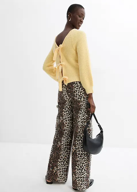 Oboustranný pletený kabátek s mašličkami, bonprix