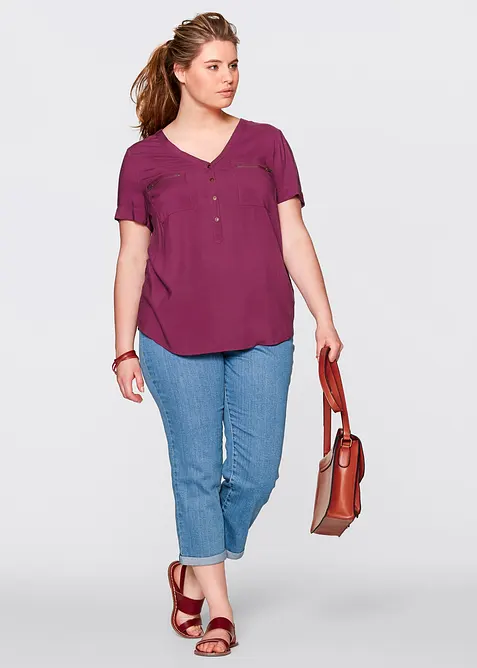 Halenka s kr&aacute;tk&yacute;m ruk&aacute;vem, ze spl&yacute;vav&eacute; visk&oacute;zy, bonprix