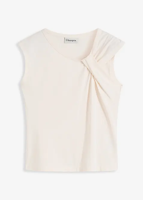 Triko z elastické bavlněné směsi, s přetočeným detailem, bonprix