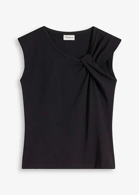 Triko z elastické bavlněné směsi, s přetočeným detailem, bonprix