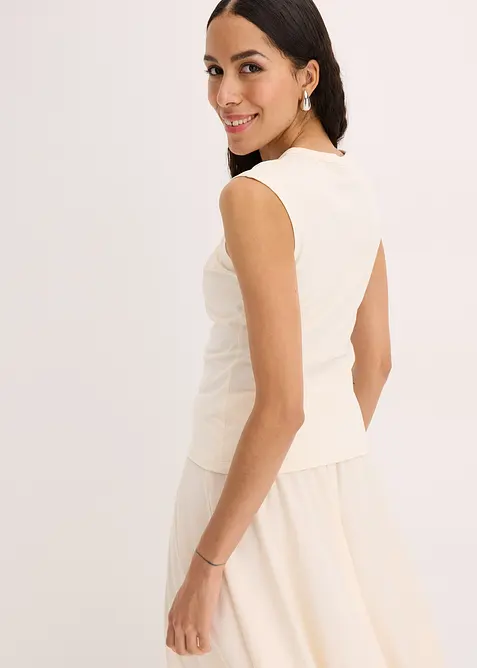 Triko z elastické bavlněné směsi, s přetočeným detailem, bonprix