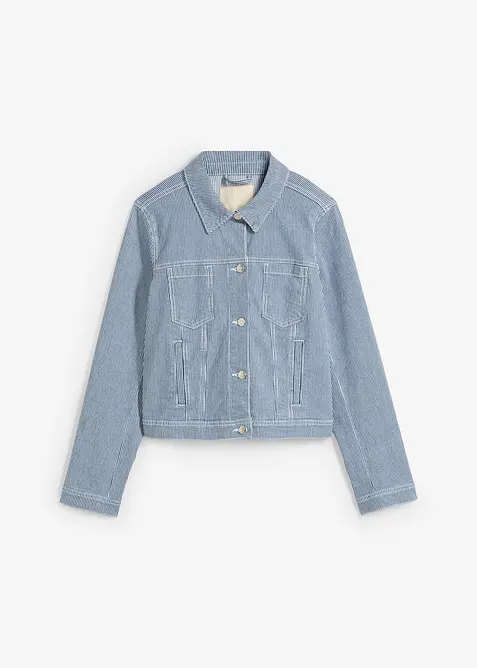 Džínová bunda s proužky, zkrácená, bonprix