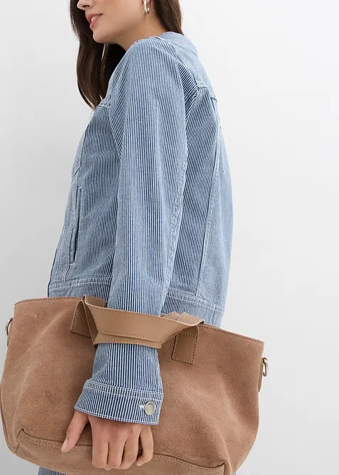 Džínová bunda s proužky, zkrácená, bonprix