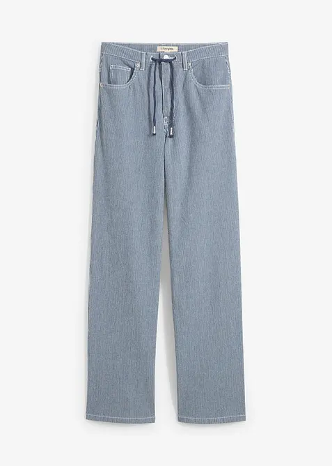 Voln&eacute; rovn&eacute; dž&iacute;ny, High Waist, proužky, bonprix