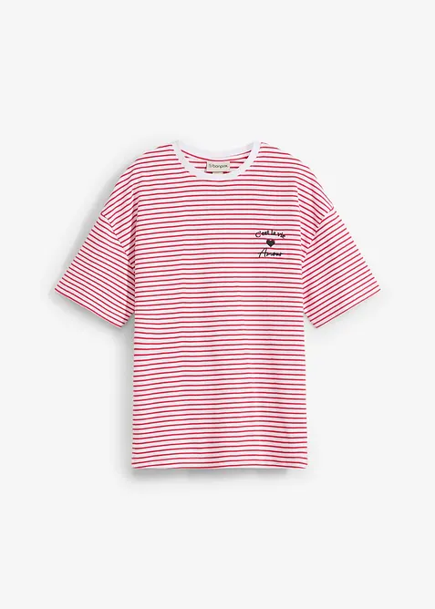 Pruhované triko s výšivkou, bonprix
