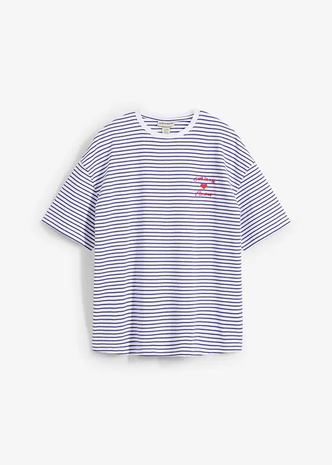 Pruhované triko s výšivkou, bonprix