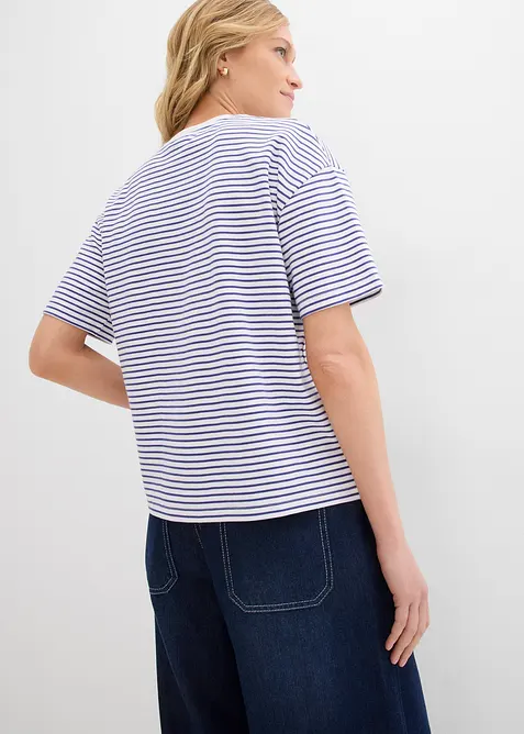Pruhované triko s výšivkou, bonprix