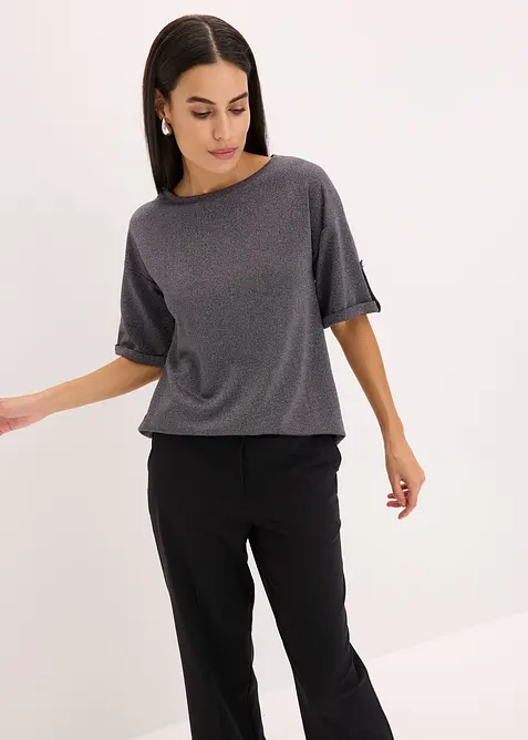 Triko ze třpytivé viskózy, s lesklým potiskem, bonprix