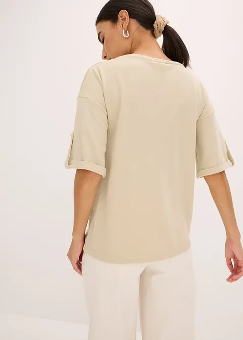 Triko ze třpytiv&eacute; visk&oacute;zy, s leskl&yacute;m potiskem, bonprix