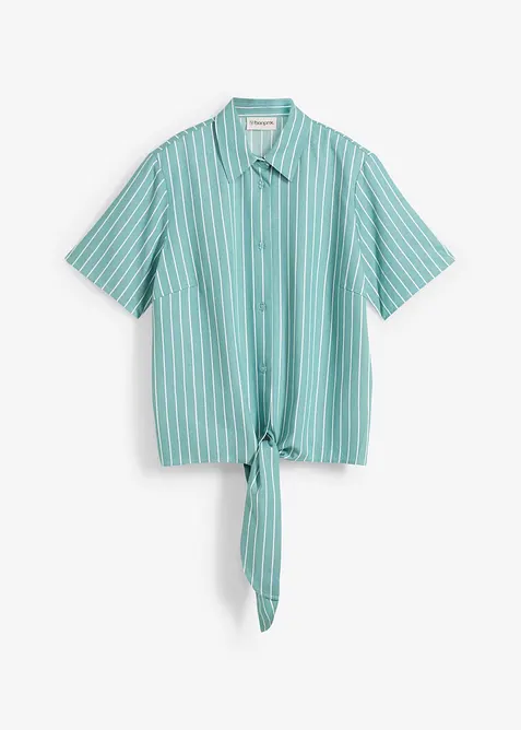 Pruhovaná halenka s krátkým rukávem a uzlem, bonprix