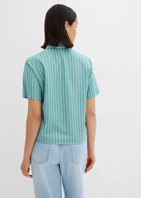 Pruhovaná halenka s krátkým rukávem a uzlem, bonprix