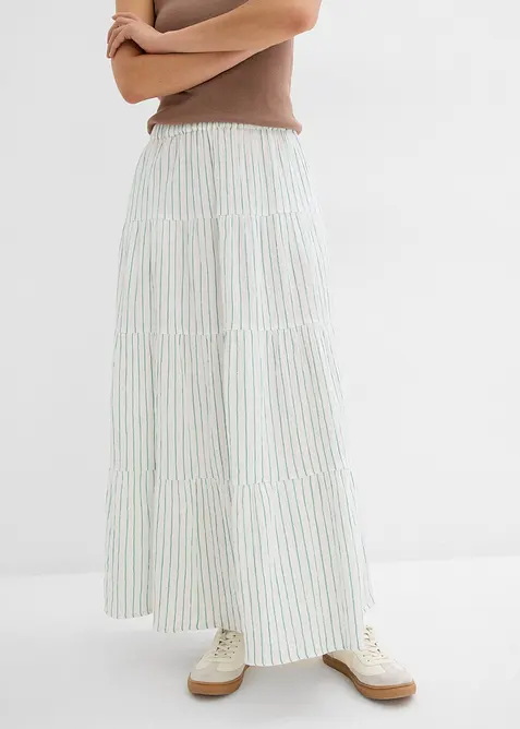 Proužkovan&aacute; dlouh&aacute; sukně z čist&eacute; bavlny, bonprix