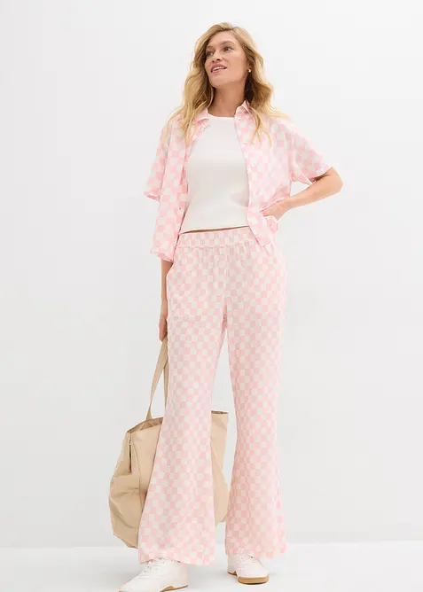 Kostkované kalhoty Marlene ze splývavé viskózy, bonprix