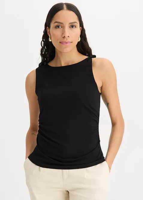 Žerzejový top s přetočeným ramínkem, bonprix