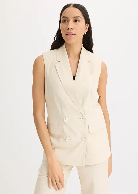 Lněný blejzr bez rukávů, bonprix