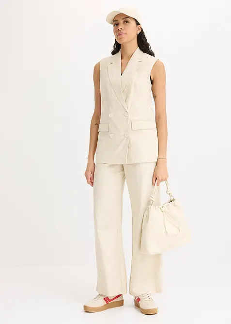 Lněný blejzr bez rukávů, bonprix