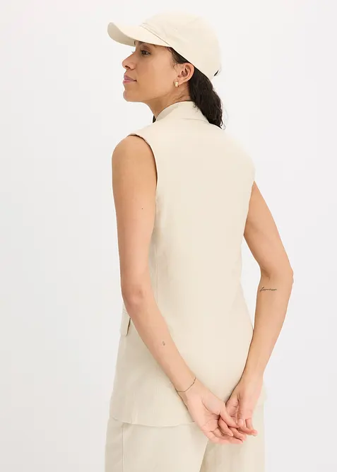 Lněný blejzr bez rukávů, bonprix