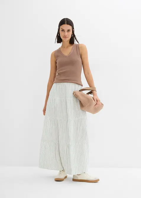 Proužkovan&aacute; dlouh&aacute; sukně z čist&eacute; bavlny, bonprix