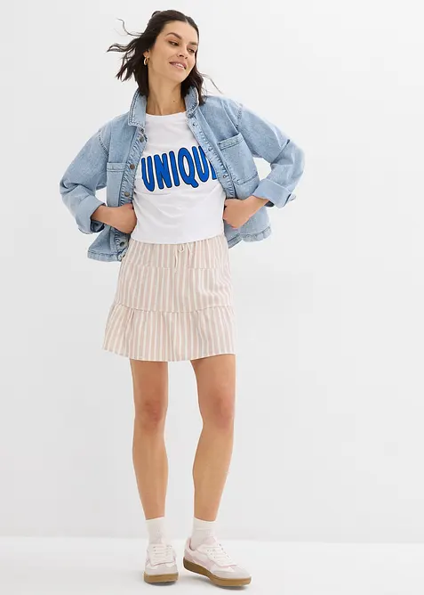 Stupňovitá sukně ze vzdušné lněné směsi, bonprix