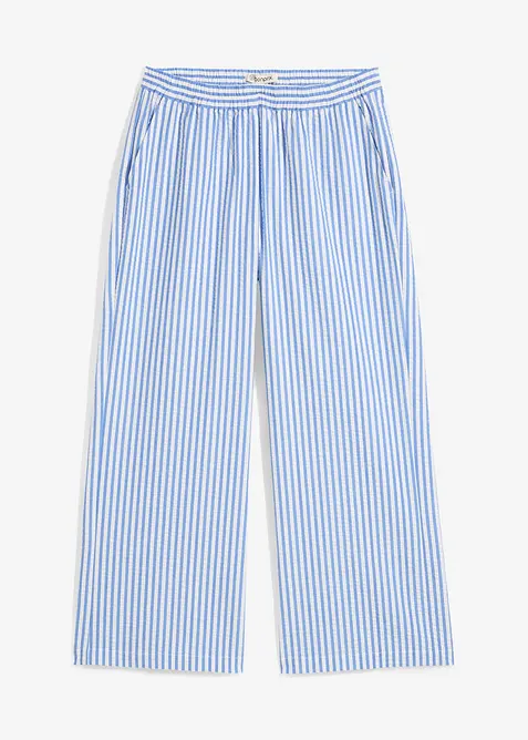 Palazzo kalhoty ze seersuckeru, 7/8 délka, bonprix