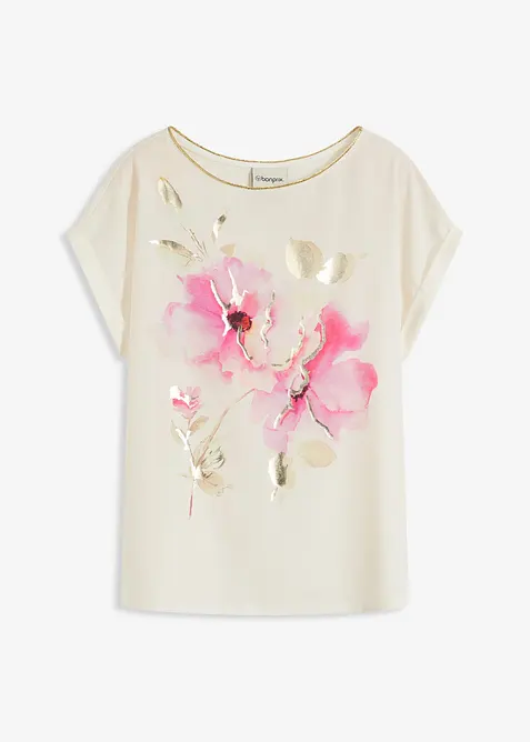 Triko s tkanou vsadkou, bonprix