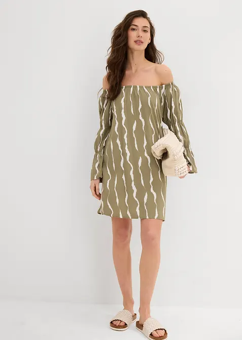 Carmen šaty ze splývavé viskózy, bonprix