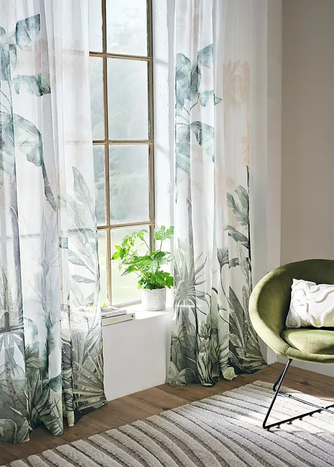 Závěs s potiskem listí (1 ks v balení), bonprix