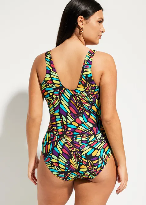 Stahovací jednodílné plavky z recyklovaného polyamidu, střední stahovací efekt, bonprix