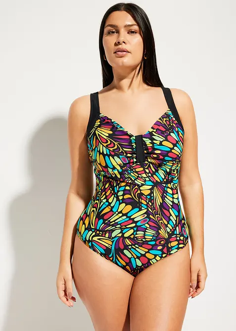 Stahovací jednodílné plavky z recyklovaného polyamidu, střední stahovací efekt, bonprix