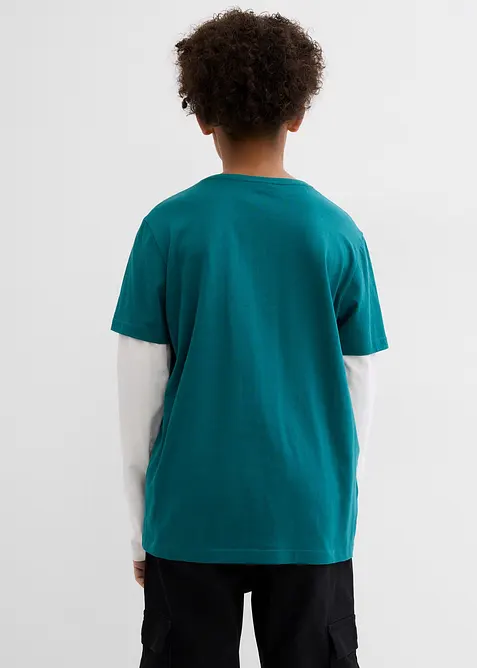 Triko s dlouh&yacute;m ruk&aacute;vem 2 v 1, z čist&eacute; bavlny, bonprix