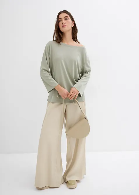 Tričko s odhalen&yacute;m ramenem, z měkk&eacute; směsi s modalem, bonprix