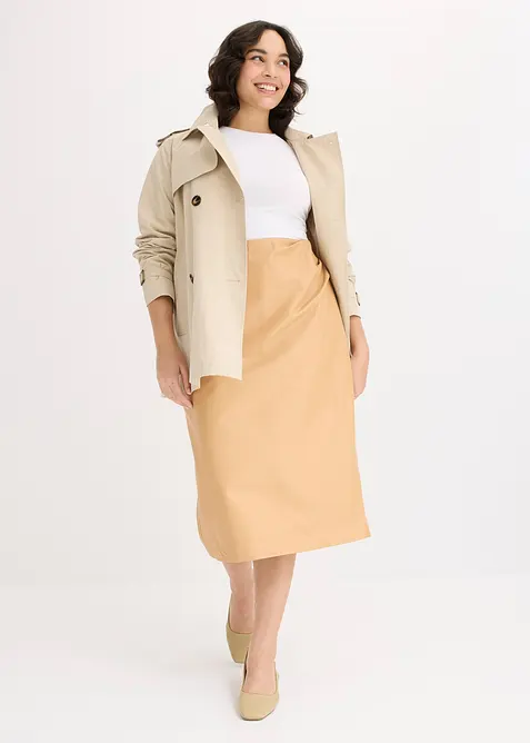 Midi sukně z umělé kůže, bonprix