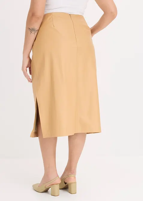 Midi sukně z umělé kůže, bonprix