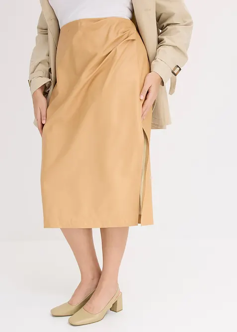 Midi sukně z umělé kůže, bonprix