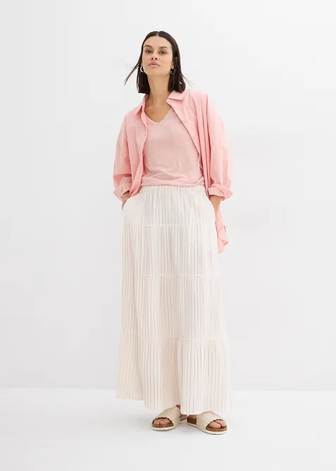 Proužkovan&aacute; dlouh&aacute; sukně z čist&eacute; bavlny, bonprix