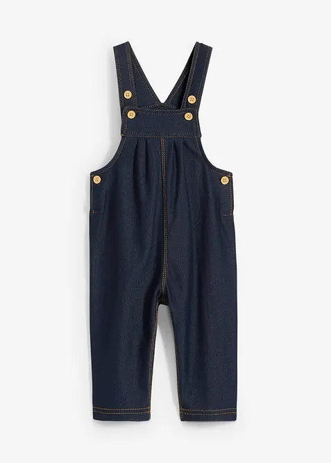 Měkké teplákové kalhoty s laclem, z bavlněné směsi, s dřevěnými knoflíky, bonprix