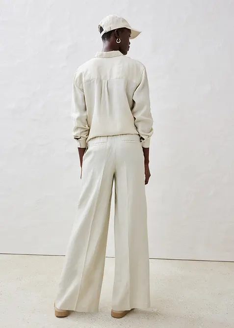 Kalhoty se sklady v pase, z čistého lnu, bonprix