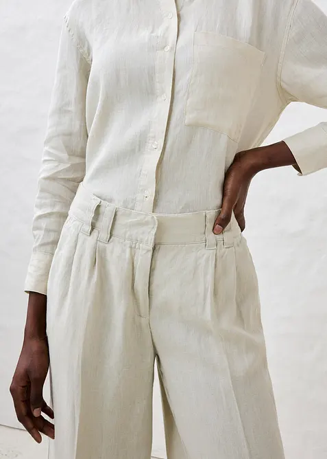 Kalhoty se sklady v pase, z čistého lnu, bonprix